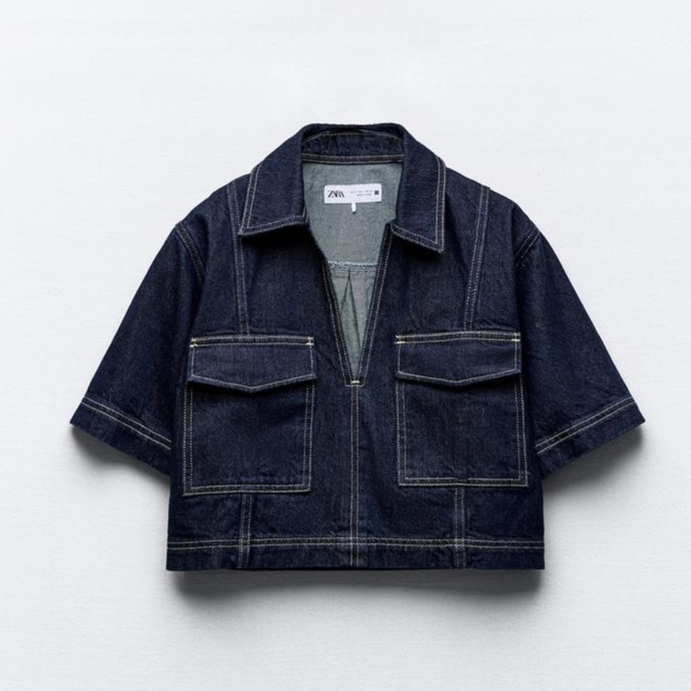 Zara Cropped Denim Top